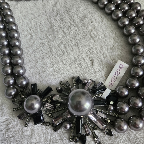 Baublebar black and silver beaded necklace with flowers - Picture 2 of 3